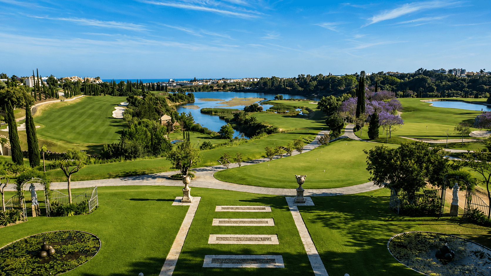 Championship golf course aerial view, Marbella